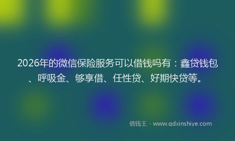 2026年的微信保险服务可以借钱吗有：鑫贷钱包、呼吸金、够享借、任性贷、好期快贷等。