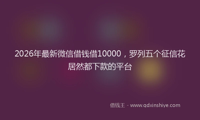 2026年最新微信借钱借10000，罗列五个征信花居然都下款的平台