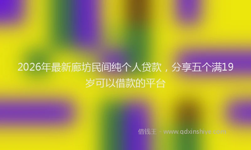 2026年最新廊坊民间纯个人贷款，分享五个满19岁可以借款的平台