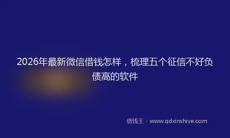 2026年最新微信借钱怎样，梳理五个征信不好负债高的软件