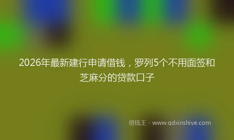 2026年最新建行申请借钱，罗列5个不用面签和芝麻分的贷款口子