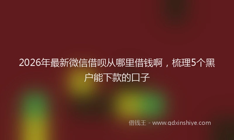 2026年最新微信借呗从哪里借钱啊，梳理5个黑户能下款的口子