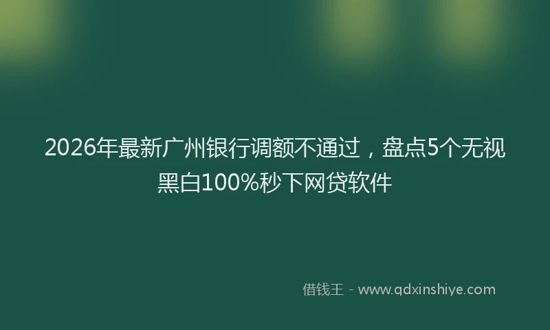 2026年最新广州银行调额不通过，盘点5个无视黑白100%秒下网贷软件