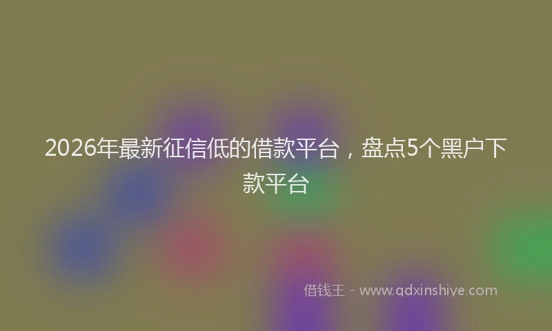 2026年最新征信低的借款平台，盘点5个黑户下款平台