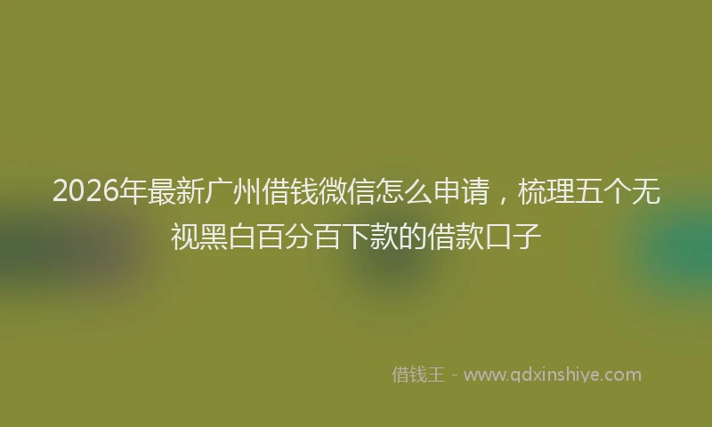 2026年最新广州借钱微信怎么申请，梳理五个无视黑白百分百下款的借款口子