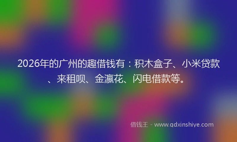 2026年的广州的趣借钱有：积木盒子、小米贷款、来租呗、金瀛花、闪电借款等。