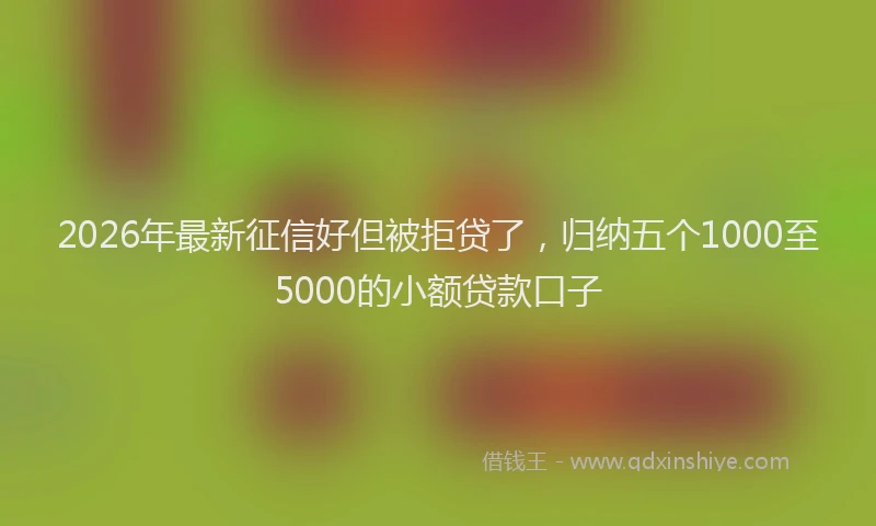 2026年最新征信好但被拒贷了，归纳五个1000至5000的小额贷款口子