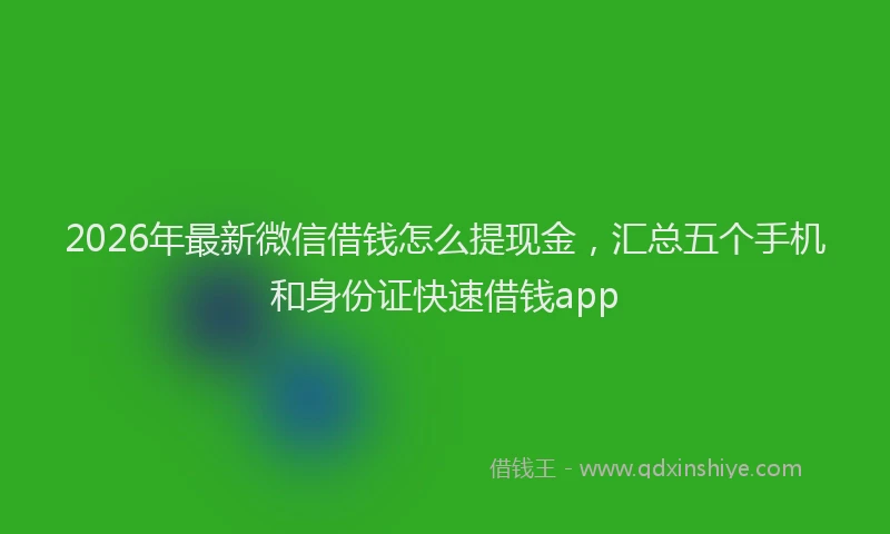 2026年最新微信借钱怎么提现金，汇总五个手机和身份证快速借钱app