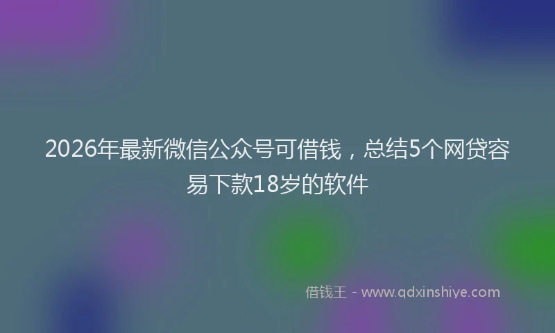 2026年最新微信公众号可借钱，总结5个网贷容易下款18岁的软件