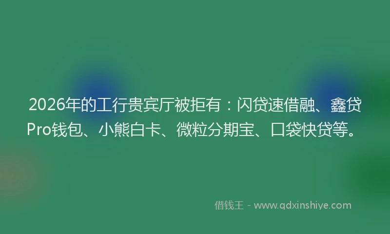 2026年的工行贵宾厅被拒有：闪贷速借融、鑫贷Pro钱包、小熊白卡、微粒分期宝、口袋快贷等。