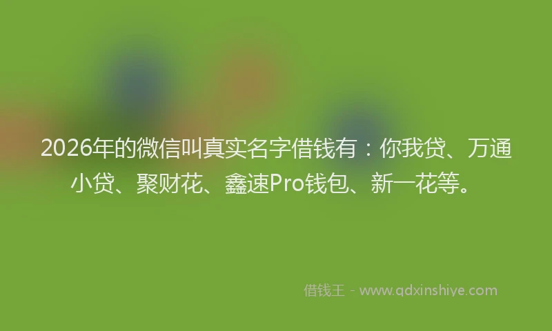 2026年的微信叫真实名字借钱有：你我贷、万通小贷、聚财花、鑫速Pro钱包、新一花等。
