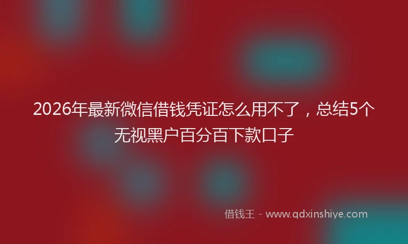 2026年最新微信借钱凭证怎么用不了，总结5个无视黑户百分百下款口子