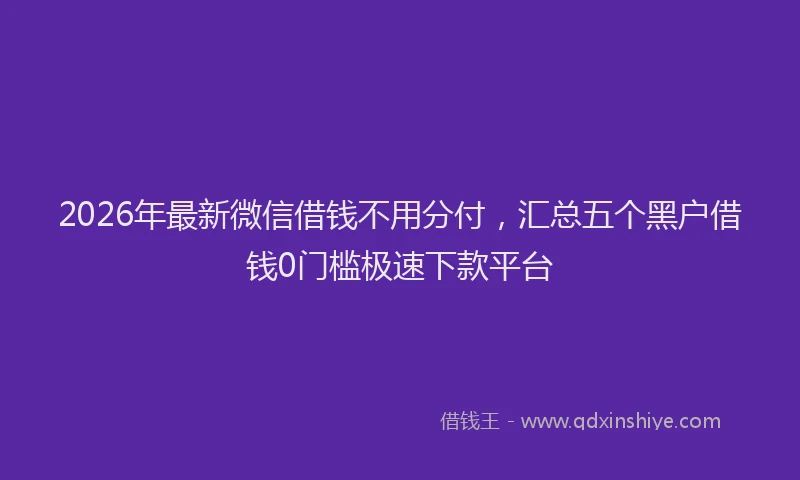 2026年最新微信借钱不用分付，汇总五个黑户借钱0门槛极速下款平台