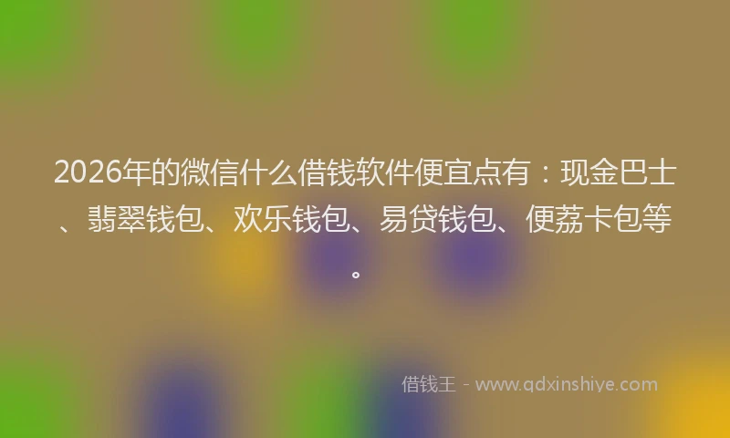 2026年的微信什么借钱软件便宜点有：现金巴士、翡翠钱包、欢乐钱包、易贷钱包、便荔卡包等。