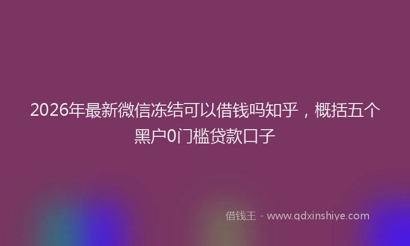 2026年最新微信冻结可以借钱吗知乎，概括五个黑户0门槛贷款口子