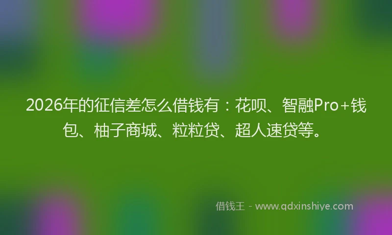 2026年的征信差怎么借钱有：花呗、智融Pro+钱包、柚子商城、粒粒贷、超人速贷等。
