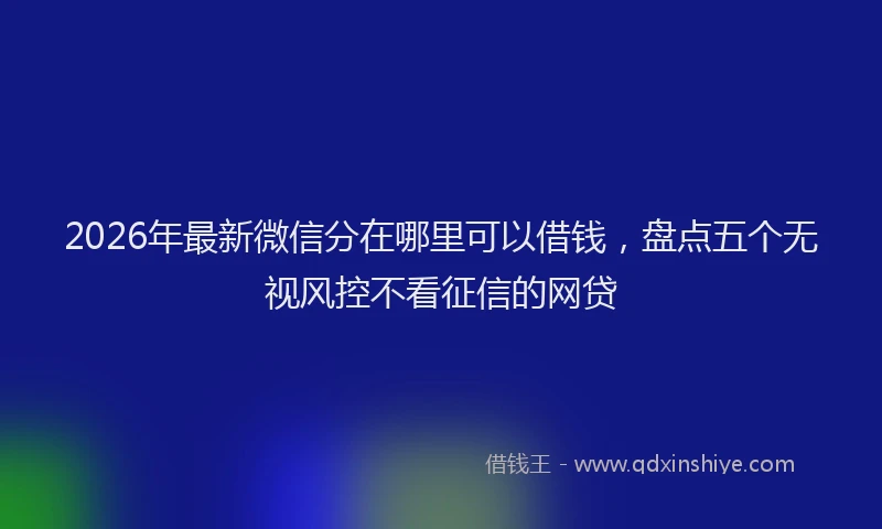 2026年最新微信分在哪里可以借钱，盘点五个无视风控不看征信的网贷