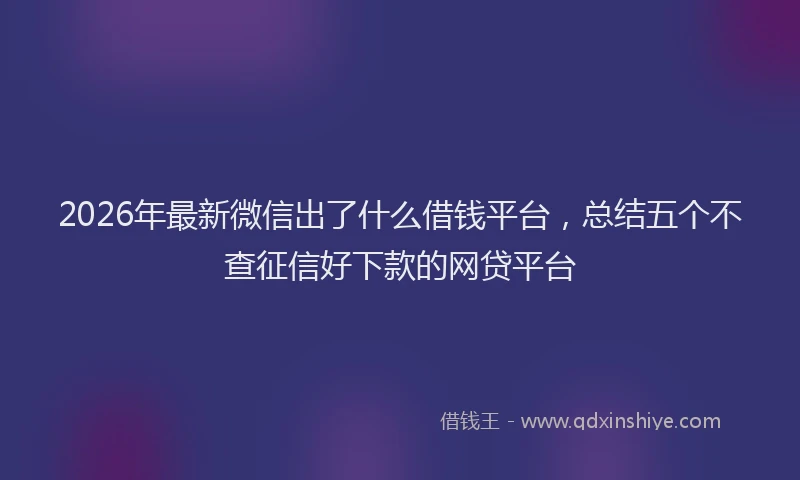 2026年最新微信出了什么借钱平台，总结五个不查征信好下款的网贷平台