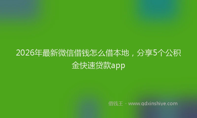 2026年最新微信借钱怎么借本地，分享5个公积金快速贷款app