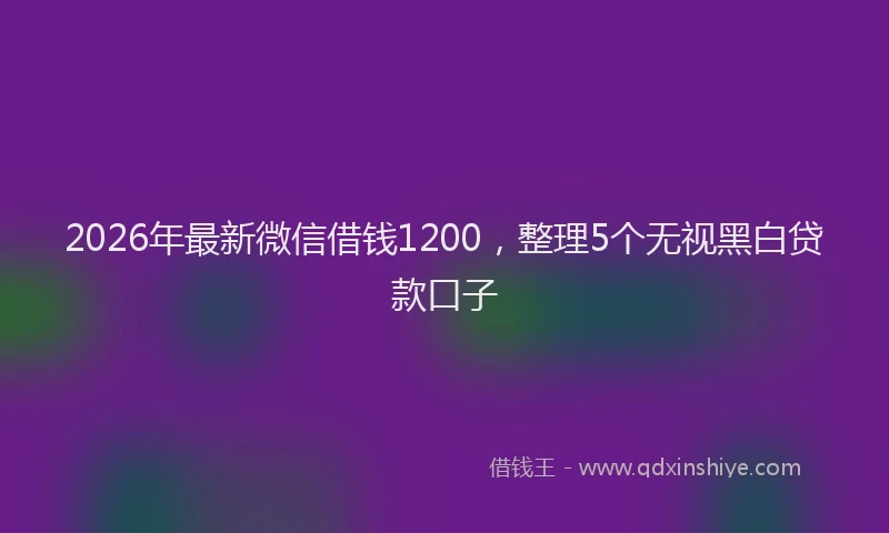 2026年最新微信借钱1200，整理5个无视黑白贷款口子