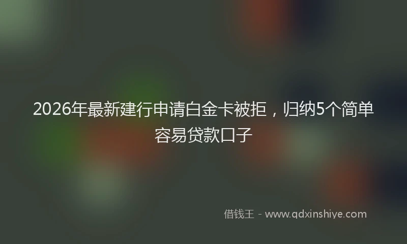 2026年最新建行申请白金卡被拒，归纳5个简单容易贷款口子