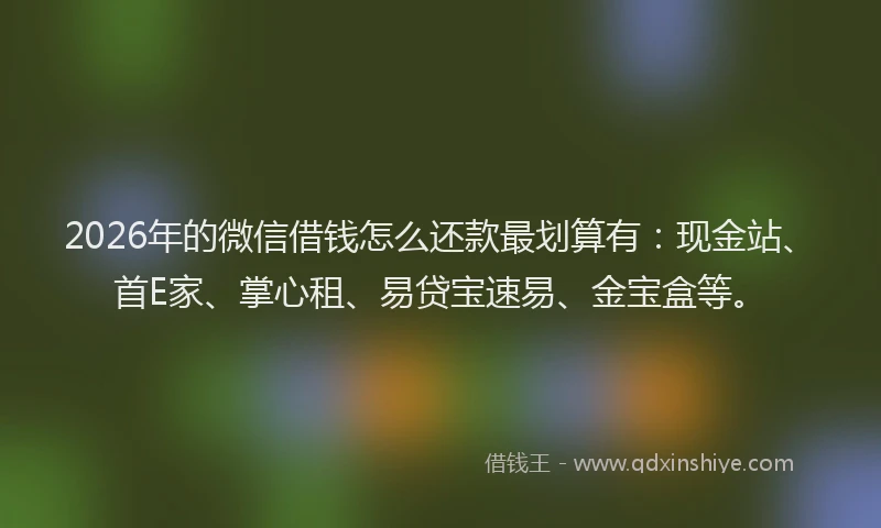 2026年的微信借钱怎么还款最划算有：现金站、首E家、掌心租、易贷宝速易、金宝盒等。