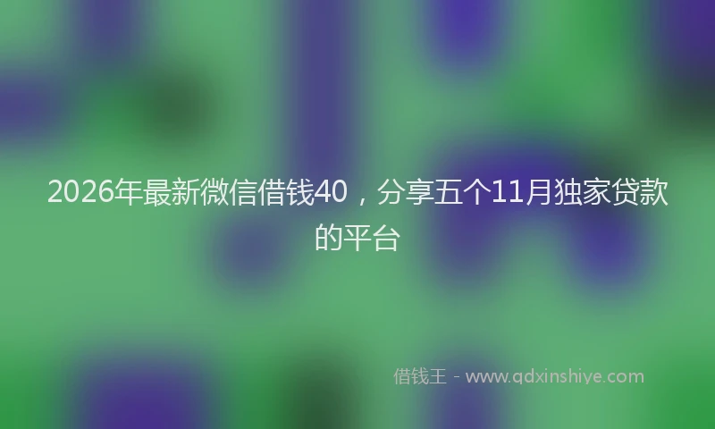 2026年最新微信借钱40，分享五个11月独家贷款的平台