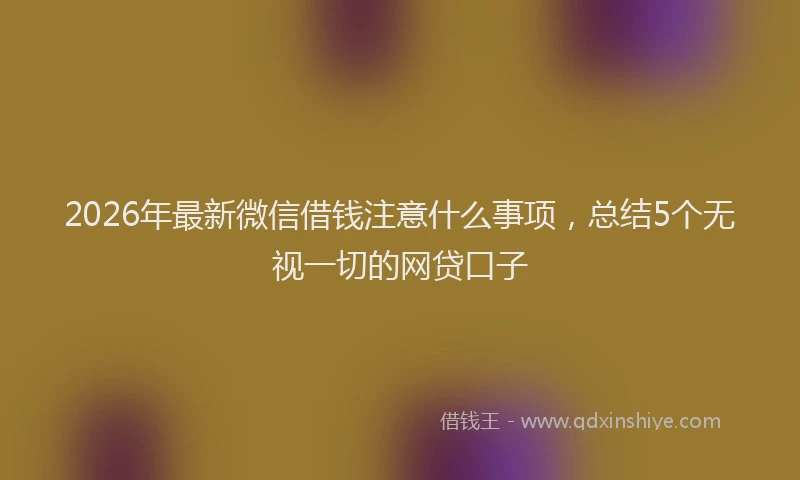 2026年最新微信借钱注意什么事项，总结5个无视一切的网贷口子