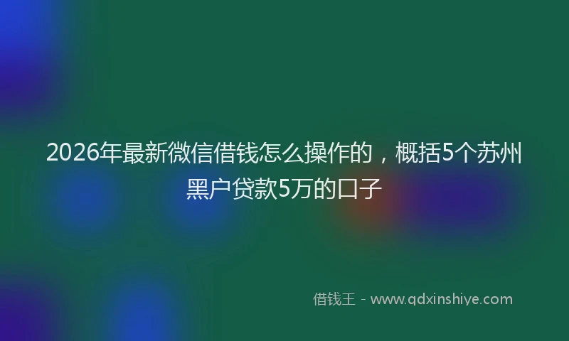 2026年最新微信借钱怎么操作的，概括5个苏州黑户贷款5万的口子