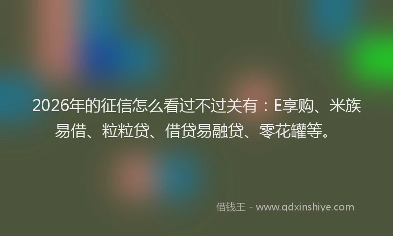 2026年的征信怎么看过不过关有：E享购、米族易借、粒粒贷、借贷易融贷、零花罐等。
