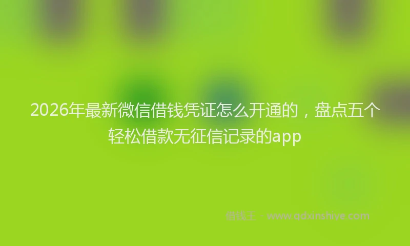 2026年最新微信借钱凭证怎么开通的，盘点五个轻松借款无征信记录的app