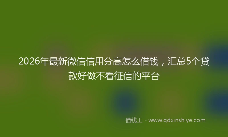 2026年最新微信信用分高怎么借钱，汇总5个贷款好做不看征信的平台
