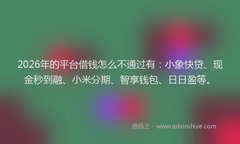 2026年的平台借钱怎么不通过有：小象快贷、现金秒到融、小米分期、智享钱包、日日盈等。