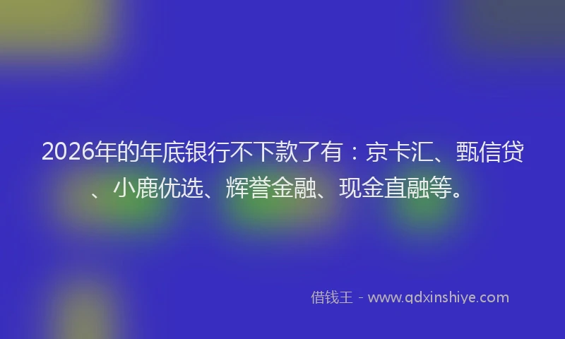 2026年的年底银行不下款了有：京卡汇、甄信贷、小鹿优选、辉誉金融、现金直融等。