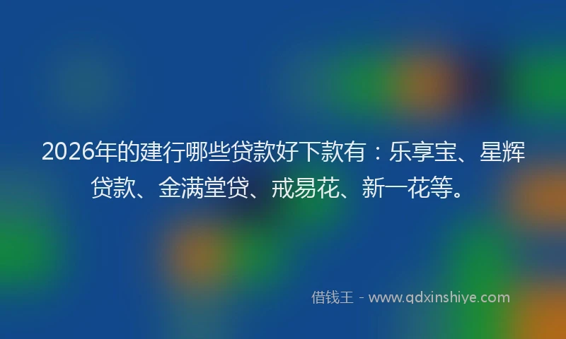 2026年的建行哪些贷款好下款有：乐享宝、星辉贷款、金满堂贷、戒易花、新一花等。