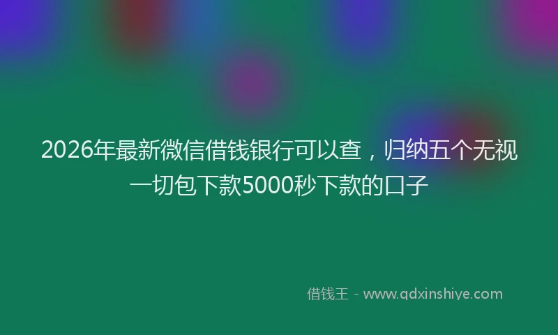 2026年最新微信借钱银行可以查，归纳五个无视一切包下款5000秒下款的口子