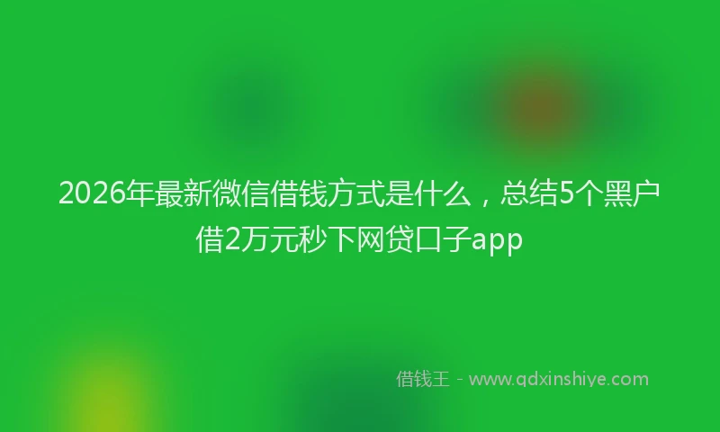 2026年最新微信借钱方式是什么，总结5个黑户借2万元秒下网贷口子app