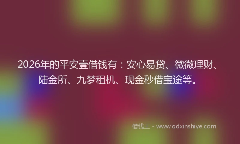 2026年的平安壹借钱有：安心易贷、微微理财、陆金所、九梦租机、现金秒借宝途等。