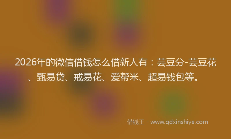 2026年的微信借钱怎么借新人有：芸豆分-芸豆花、甄易贷、戒易花、爱帮米、超易钱包等。