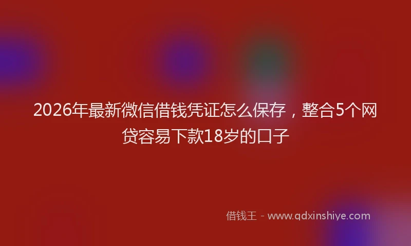 2026年最新微信借钱凭证怎么保存，整合5个网贷容易下款18岁的口子