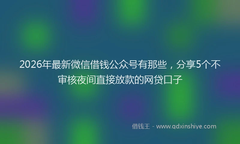 2026年最新微信借钱公众号有那些，分享5个不审核夜间直接放款的网贷口子