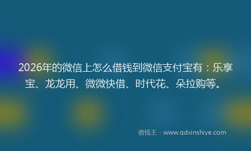 2026年的微信上怎么借钱到微信支付宝有：乐享宝、龙龙用、微微快借、时代花、朵拉购等。