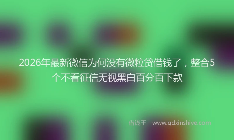 2026年最新微信为何没有微粒贷借钱了，整合5个不看征信无视黑白百分百下款