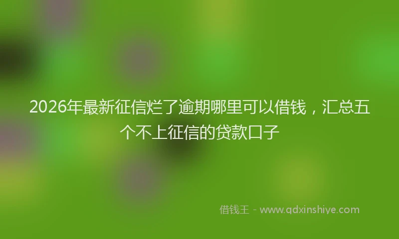 2026年最新征信烂了逾期哪里可以借钱，汇总五个不上征信的贷款口子