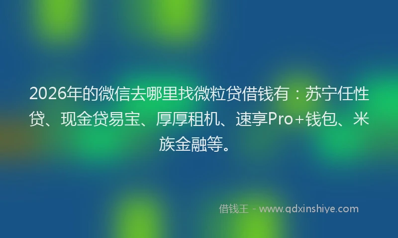 2026年的微信去哪里找微粒贷借钱有：苏宁任性贷、现金贷易宝、厚厚租机、速享Pro+钱包、米族金融等。