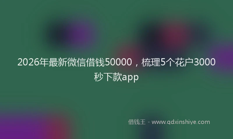 2026年最新微信借钱50000，梳理5个花户3000秒下款app