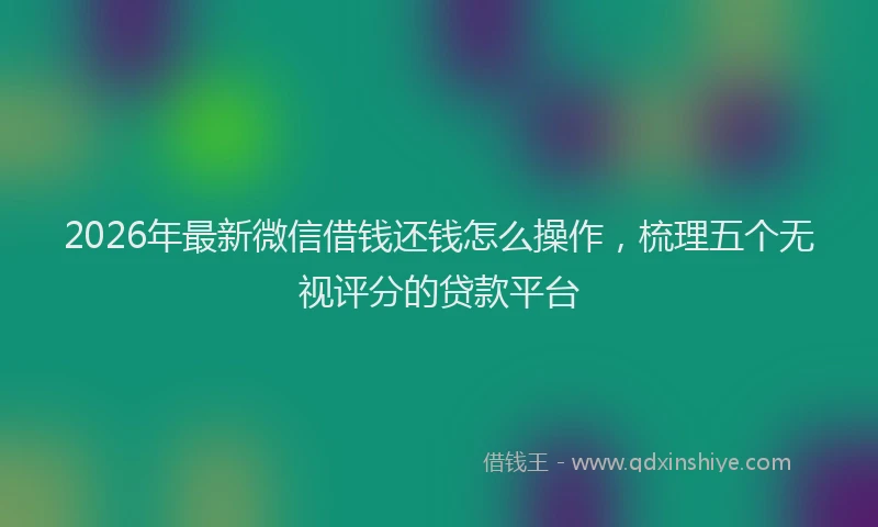 2026年最新微信借钱还钱怎么操作，梳理五个无视评分的贷款平台