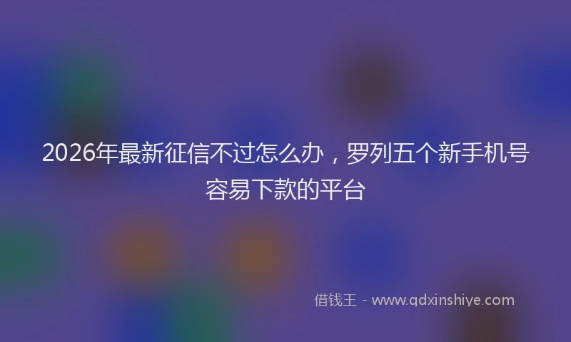 2026年最新征信不过怎么办，罗列五个新手机号容易下款的平台