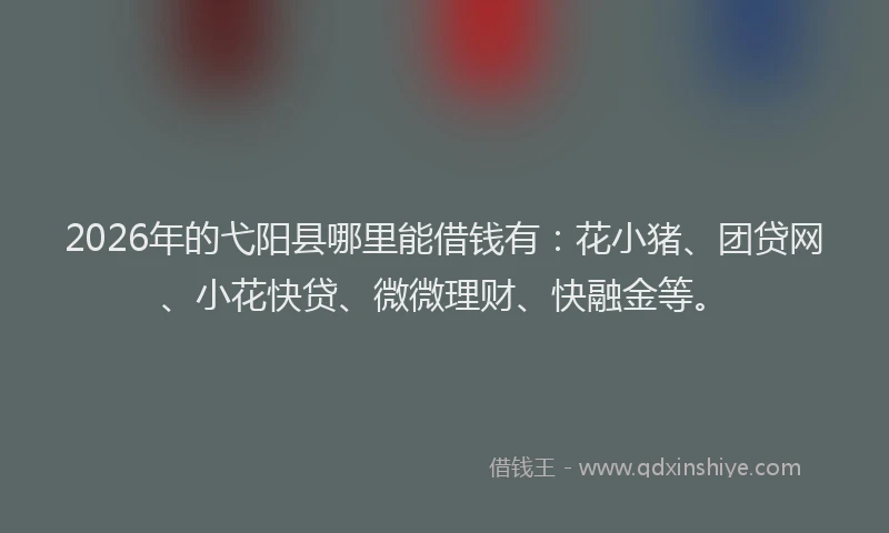 2026年的弋阳县哪里能借钱有：花小猪、团贷网、小花快贷、微微理财、快融金等。
