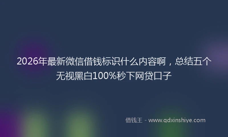 2026年最新微信借钱标识什么内容啊，总结五个无视黑白100%秒下网贷口子